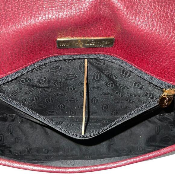 Cartier Vintage Must De Cartier Burgundy Saddle Crossbody Bag W/Dust bag - Picture 10 of 16